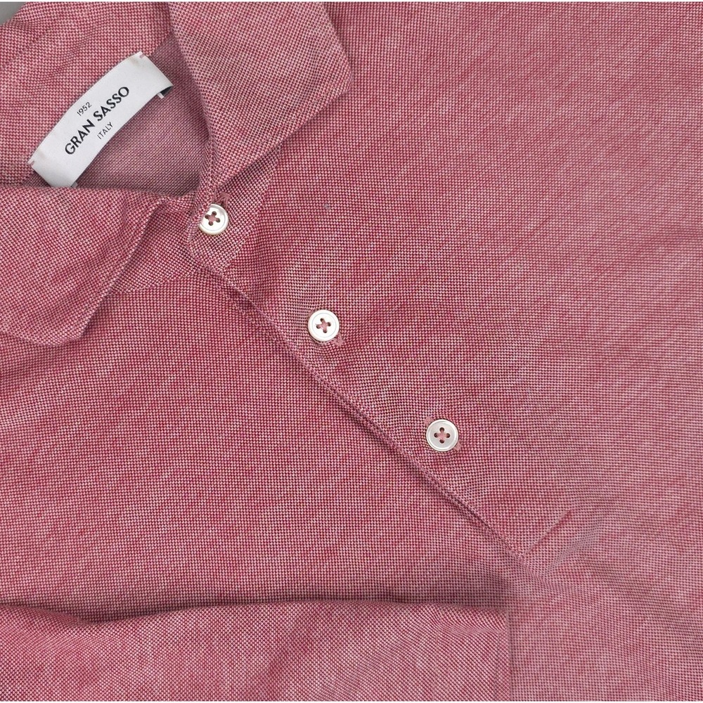 Gran Sasso Polo Shirt Mens EU 58 Red Knit Cotton Lightweight Summer Made Italy